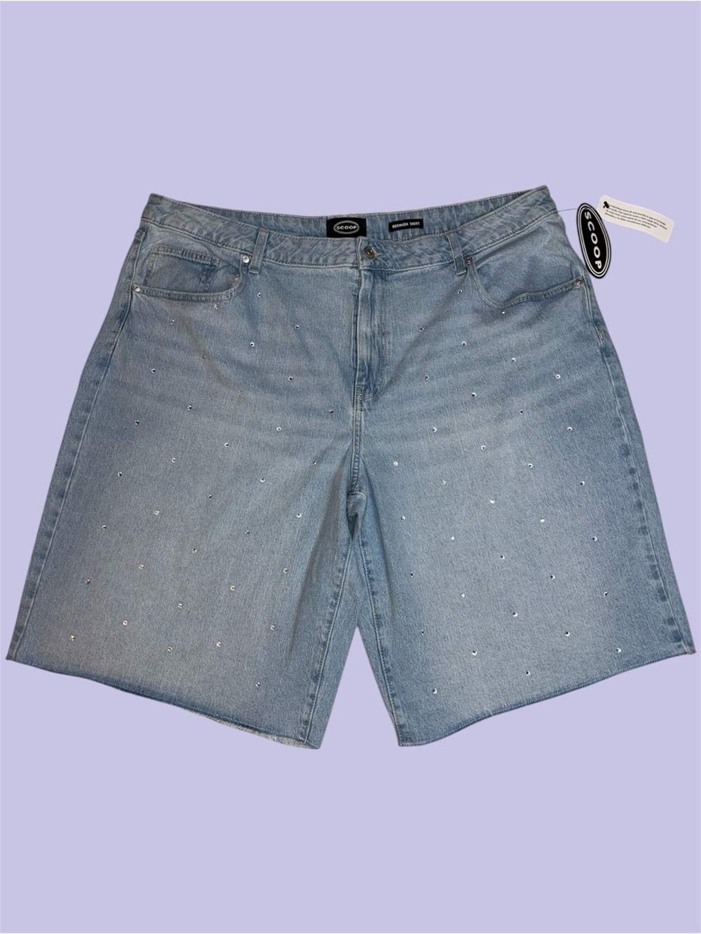 (🎃3 for 12🎃) Scoop Light Blue Denim Bedazzled Bermuda Shorts